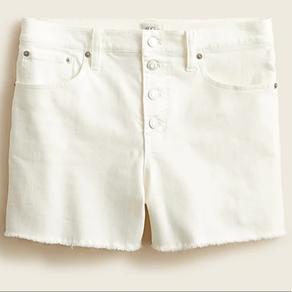 J. Crew High-rise denim short in white with button fly